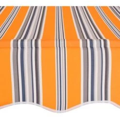 YOUTHUP Auvent Rétractable Manuel 400 Cm Rayures Jaunes Et Bleues - Jaune -Pergola Soldes 51867072 4