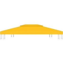 YOUTHUP Toile De Toit De Belvédère 2 Niveaux 310 G/m² 4x3 M Jaune - Jaune -Pergola Soldes 51885644 3