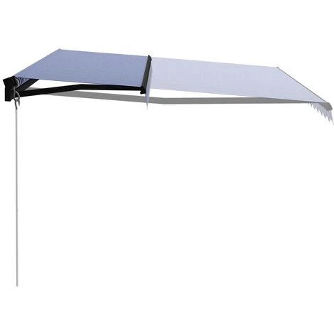 YOUTHUP Auvent Manuel Rétractable 450x300 Cm Bleu Et Blanc - Bleu 4 YOUTHUP Auvent Manuel Rétractable 450x300 Cm Bleu Et Blanc - Bleu – Image 2