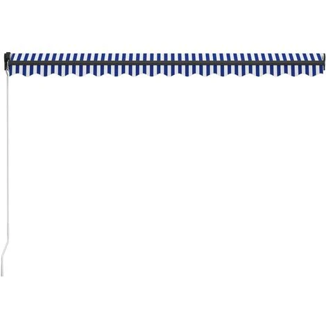 YOUTHUP Auvent Manuel Rétractable 450x300 Cm Bleu Et Blanc - Bleu 6 YOUTHUP Auvent Manuel Rétractable 450x300 Cm Bleu Et Blanc - Bleu – Image 4