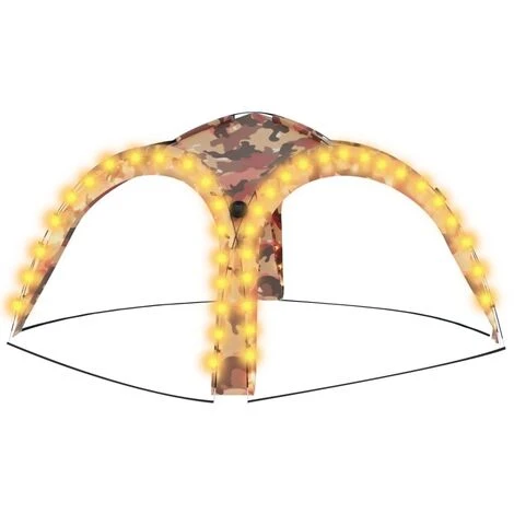 YOUTHUP Tente De Réception Avec LED Et 4 Parois 3,6x3,6x2,3m Camouflage - Multicolore 4 YOUTHUP Tente De Réception Avec LED Et 4 Parois 3,6x3,6x2,3m Camouflage - Multicolore – Image 2