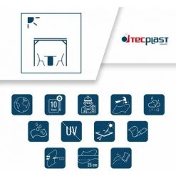 TECPLAST Toile Pergola 2x2 M 500PR - Qualité 10 Ans - Bâche Armée Transparente étanche Pour Pergola Ou Tonnelle - Made In France - Translucide Armée -Pergola Soldes 51917257 3