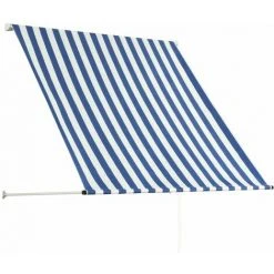 Topdeal Auvent Rétractable 150x150 Cm Bleu Et Blanc -Pergola Soldes 52082328 4