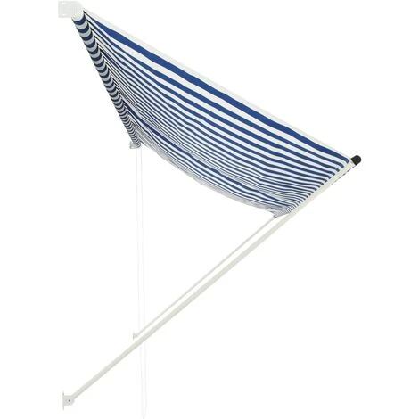 Topdeal Auvent Rétractable 350x150 Cm Bleu Et Blanc 5 Topdeal Auvent Rétractable 350x150 Cm Bleu Et Blanc – Image 3