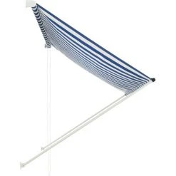 Topdeal Auvent Rétractable 200x150 Cm Bleu Et Blanc 9 Topdeal Auvent Rétractable 200x150 Cm Bleu Et Blanc -Pergola Soldes 52082335 3