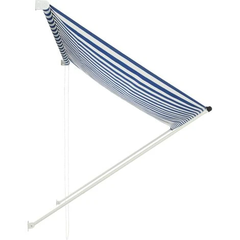 Topdeal Auvent Rétractable 200x150 Cm Bleu Et Blanc 5 Topdeal Auvent Rétractable 200x150 Cm Bleu Et Blanc – Image 3