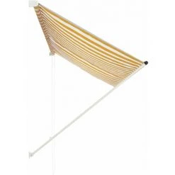 Topdeal Auvent Rétractable 250x150 Cm Jaune Et Blanc -Pergola Soldes 52082346 3