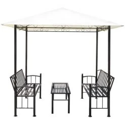 Topdeal Pavillon De Jardin Avec Table Et Bancs 2,5 X 1,5 X 2,4 M -Pergola Soldes 52090849 4