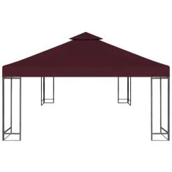 Topdeal Toile Supérieure Double De Belvédère 310 G/m² 3x3 M Bordeaux -Pergola Soldes 52091228 2