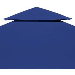 Topdeal Toile Supérieure De Belvédère 2 Niveaux 310 G/m² 4x3 M Bleu -Pergola Soldes 52091230 5