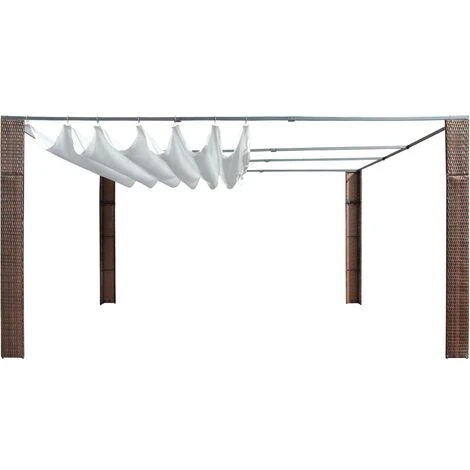 Topdeal Tonnelle Avec Toit Résine Tressée 400x400x200cm Marron Et Crème 3 Topdeal Tonnelle Avec Toit Résine Tressée 400x400x200cm Marron Et Crème – Image 2