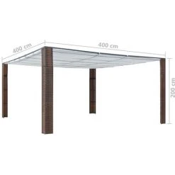 Topdeal Tonnelle Avec Toit Résine Tressée 400x400x200cm Marron Et Crème 8 Topdeal Tonnelle Avec Toit Résine Tressée 400x400x200cm Marron Et Crème -Pergola Soldes 52091243 4