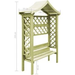 Topdeal Pergola De Jardin Avec Toit Et Banc Bois De Pin Imprégné 9 Topdeal Pergola De Jardin Avec Toit Et Banc Bois De Pin Imprégné -Pergola Soldes 52091287 4