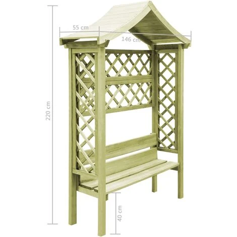 Topdeal Pergola De Jardin Avec Toit Et Banc Bois De Pin Imprégné 6 Topdeal Pergola De Jardin Avec Toit Et Banc Bois De Pin Imprégné – Image 4