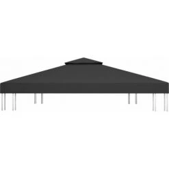 Topdeal Toile De Toit De Belvédère 2 Niveaux 310 G/m² 4x3 M Noir FF312075_FR -Pergola Soldes 52099985 5