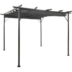 Topdeal Pergola Avec Toit Rétractable Anthracite 3x3 M Acier 180 G/m² FF312226_FR