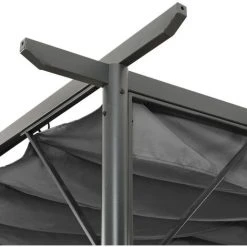 Topdeal Pergola Avec Toit Rétractable Anthracite 3x3 M Acier 180 G/m² FF312226_FR -Pergola Soldes 52100021 3