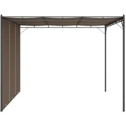 Topdeal Belvédère De Jardin Avec Rideau Latéral 3x3x2,25 M Taupe FF312263_FR -Pergola Soldes 52100052 4