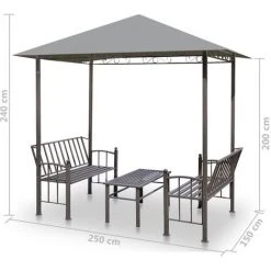 Topdeal Chapiteau De Jardin Avec Table Et Bancs 2,5x1,5x2,4m Anthracite VDFF28943_FR -Pergola Soldes 52102302 5
