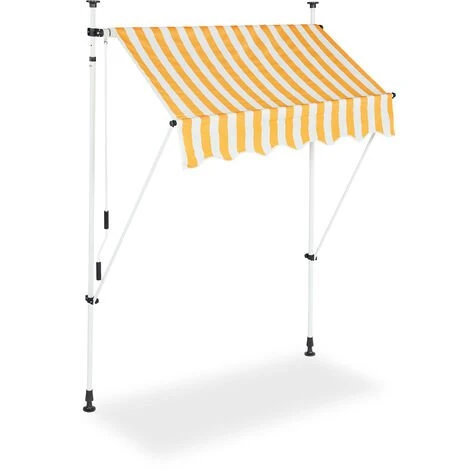 Relaxdays Auvent Rétractable 150 Cm Store Balcon Marquise Soleil Terrasse Hauteur Réglable Sans Perçage, Jaune-blanc 4 Relaxdays Auvent Rétractable 150 Cm Store Balcon Marquise Soleil Terrasse Hauteur Réglable Sans Perçage, Jaune-blanc – Image 2