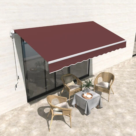 Outsunny Store Banne Manuel Rétractable Aluminium Polyester Imperméabilisé 3,5L X 2,5l M Bordeaux - Rouge 6 Outsunny Store Banne Manuel Rétractable Aluminium Polyester Imperméabilisé 3,5L X 2,5l M Bordeaux - Rouge – Image 4