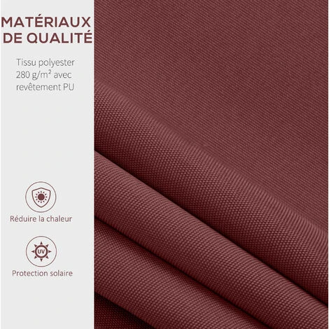 Outsunny Store Banne Manuel Rétractable Aluminium Polyester Imperméabilisé 3,5L X 2,5l M Bordeaux - Rouge 7 Outsunny Store Banne Manuel Rétractable Aluminium Polyester Imperméabilisé 3,5L X 2,5l M Bordeaux - Rouge – Image 5
