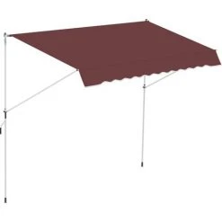 Outsunny Store Banne Manuel Rétractable 3L X 1,5l M Inclinaison Et Hauteur Réglable Installation Rapide Métal Alu Polyester Anti-UV Bordeaux - Rouge