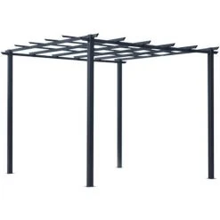 Outsunny Pergola Autoportante Style Contemporain - Toit Terrasse à Décorer - Dim. 3L X 3l X 2,3H M - Métal époxy Anticorrosion Noir - Noir