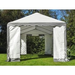 DANCOVER Tente De Réception PLUS 4x6m PE, Gris/Blanc - Blanc / Gris