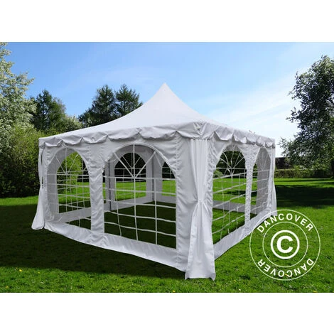 DANCOVER Tente De Réception Pagoda 4x4m, Blanc - Blanc 4 DANCOVER Tente De Réception Pagoda 4x4m, Blanc - Blanc – Image 2