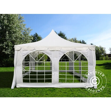 DANCOVER Tente De Réception Pagoda 4x4m, Blanc - Blanc 5 DANCOVER Tente De Réception Pagoda 4x4m, Blanc - Blanc – Image 3