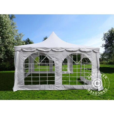 DANCOVER Tente De Réception Pagoda 4x4m, Blanc - Blanc 6 DANCOVER Tente De Réception Pagoda 4x4m, Blanc - Blanc – Image 4