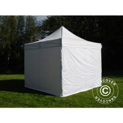 DANCOVER Tente Pliante Chapiteau Pliable Tonnelle Pliante Barnum Pliant FleXtents Basic V.2, 4x4m Blanc, Avec 4 Cotés - Blanc -Pergola Soldes 52664876 5