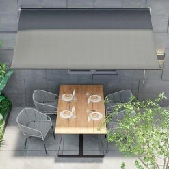 AICOK Store Banne Manuel 300 X 120 Cm, Auvent Retractable Exterieur Résistant Aux UV Et Aux Intempéries, Hauteur Et Inclinaison Réglable, Protection Solaire Et Pluie, Pour Jardin Rerrasse, Gris -Pergola Soldes 52668286 5