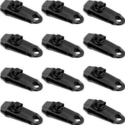 KARTOKNER 12 Pèces Clips De Bâche Sécurise, Clips De Tente En Plastique Multifonctions Pour Activités Camping Canopy - Noir