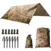 Kartokner Tarp Camouflage Anti-Pluie Camping Rain Tente Bâche Portable Ripstop Légèr Imperméable à L'eau Pour Randonnée, Pêche,Pique-Nique, Abri -avec Accessoires Et Sac De Transport -Pergola Soldes 52827398 1