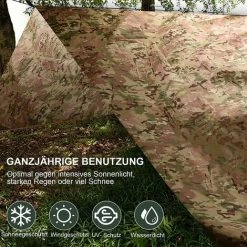 Kartokner Tarp Camouflage Anti-Pluie Camping Rain Tente Bâche Portable Ripstop Légèr Imperméable à L'eau Pour Randonnée, Pêche,Pique-Nique, Abri -avec Accessoires Et Sac De Transport -Pergola Soldes 52827398 5