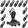 KARTOKNER Lot De 12 Pinces à Bâche Avec Crochet De Fixation Pour Auvent, 12 Cordes à Boule Pour Fixation De Bâches Pour Camping, Jardin, Pique-niques, Auvents En Toile Pour Bateau, Tente De Piscine (noir)