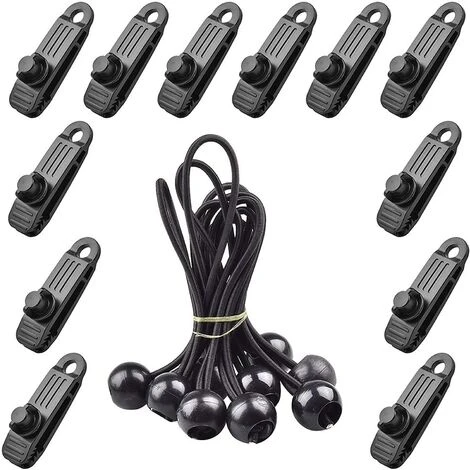 KARTOKNER Lot De 12 Pinces à Bâche Avec Crochet De Fixation Pour Auvent, 12 Cordes à Boule Pour Fixation De Bâches Pour Camping, Jardin, Pique-niques, Auvents En Toile Pour Bateau, Tente De Piscine (noir) 3 KARTOKNER Lot De 12 Pinces à Bâche Avec Crochet De Fixation Pour Auvent, 12 Cordes à Boule Pour Fixation De Bâches Pour Camping, Jardin, Pique-niques, Auvents En Toile Pour Bateau, Tente De Piscine (noir)