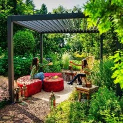 Chalet & Jardin Pergola Bioclimatique Autoportée Ombréa® 3,6 X 3,6 M - Anthracite -Pergola Soldes 52879382 3