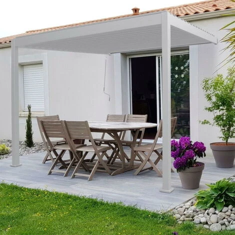 Chalet & Jardin Pergola Bioclimatique Adossée Ombréa® 3 X 3,6 M - Blanc 4 Chalet & Jardin Pergola Bioclimatique Adossée Ombréa® 3 X 3,6 M - Blanc – Image 2