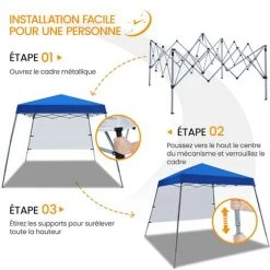 Yaheetech Tonnelle De Jardin Avec Paroi Latérale 3 X 3 M Tente Barnum Pavillon Pliant Imperméable Protection UV 50+ Avec Sacs De Sable Et Transport Pour Camping Fêtes Festivals Voyages Blanc -Pergola Soldes 53056548 3