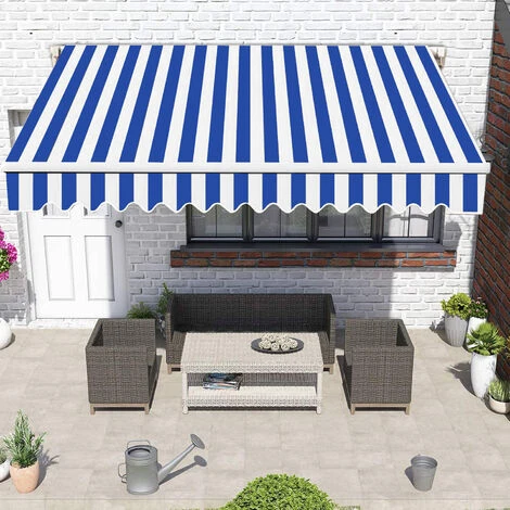 Hengda Store Banne Manuel Store Extérieur Auvent Balcon Articulé Protection Solaire Anti-UV Terrasse Jardin Bleu Blanc 250 X 200 Cm - Bleu 5 Hengda Store Banne Manuel Store Extérieur Auvent Balcon Articulé Protection Solaire Anti-UV Terrasse Jardin Bleu Blanc 250 X 200 Cm - Bleu – Image 3