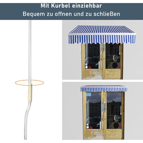 Hengda Store Banne Manuel Store Extérieur Auvent Balcon Articulé Protection Solaire Anti-UV Terrasse Jardin Bleu Blanc 250 X 200 Cm - Bleu 7 Hengda Store Banne Manuel Store Extérieur Auvent Balcon Articulé Protection Solaire Anti-UV Terrasse Jardin Bleu Blanc 250 X 200 Cm - Bleu – Image 5