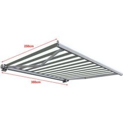 SUNNY INCH ® Store Banne Extérieur Coffre Intégral Motorisé Et Manuel Pour Terrasse - Blanc Gris - Longueur 3 M Et Largeur 2.5 M - Blanc Gris -Pergola Soldes 53433421 2