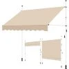 Yaheetech Auvent Rétractable Réglable En Hauteur Et En Inclinaison, Store Banne Manuel Avec Manivelle Sans Percement Pour Balcon, Terrasse, Jardin 250 X 120 Cm Beige -Pergola Soldes 53477405 1