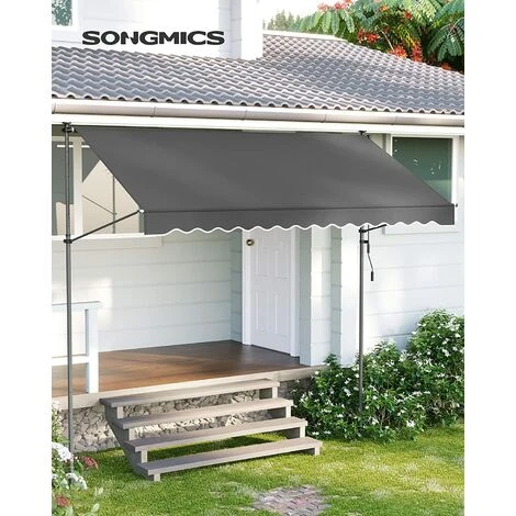 SONGMICS Store Banne Manuel, Store Extérieur Terrasse, Réglable En Hauteur, Avec Manivelle, Protection Solaire, Pour Balcon, Terrasse, Jardin, 300 X 130 Cm, Gris Anthracite GSA313G02 - Gris Anthracite 3 SONGMICS Store Banne Manuel, Store Extérieur Terrasse, Réglable En Hauteur, Avec Manivelle, Protection Solaire, Pour Balcon, Terrasse, Jardin, 300 X 130 Cm, Gris Anthracite GSA313G02 - Gris Anthracite
