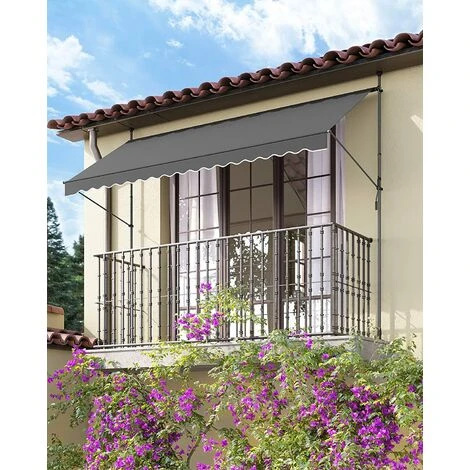 SONGMICS Store Banne Manuel, Store Extérieur Terrasse, Réglable En Hauteur, Avec Manivelle, Protection Solaire, Pour Balcon, Terrasse, Jardin, 300 X 130 Cm, Gris Anthracite GSA313G02 - Gris Anthracite 4 SONGMICS Store Banne Manuel, Store Extérieur Terrasse, Réglable En Hauteur, Avec Manivelle, Protection Solaire, Pour Balcon, Terrasse, Jardin, 300 X 130 Cm, Gris Anthracite GSA313G02 - Gris Anthracite – Image 2