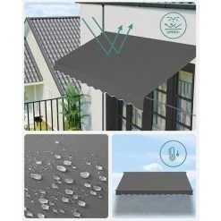 SONGMICS Store Banne Manuel, Store Extérieur Terrasse, Réglable En Hauteur, Avec Manivelle, Protection Solaire, Pour Balcon, Terrasse, Jardin, 300 X 130 Cm, Gris Anthracite GSA313G02 - Gris Anthracite 9 SONGMICS Store Banne Manuel, Store Extérieur Terrasse, Réglable En Hauteur, Avec Manivelle, Protection Solaire, Pour Balcon, Terrasse, Jardin, 300 X 130 Cm, Gris Anthracite GSA313G02 - Gris Anthracite -Pergola Soldes 53524110 3