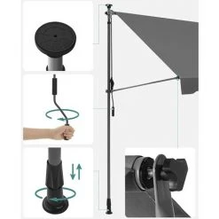 SONGMICS Store Banne Manuel, Store Extérieur Terrasse, Réglable En Hauteur, Avec Manivelle, Protection Solaire, Pour Balcon, Terrasse, Jardin, 300 X 130 Cm, Gris Anthracite GSA313G02 - Gris Anthracite 10 SONGMICS Store Banne Manuel, Store Extérieur Terrasse, Réglable En Hauteur, Avec Manivelle, Protection Solaire, Pour Balcon, Terrasse, Jardin, 300 X 130 Cm, Gris Anthracite GSA313G02 - Gris Anthracite -Pergola Soldes 53524110 4